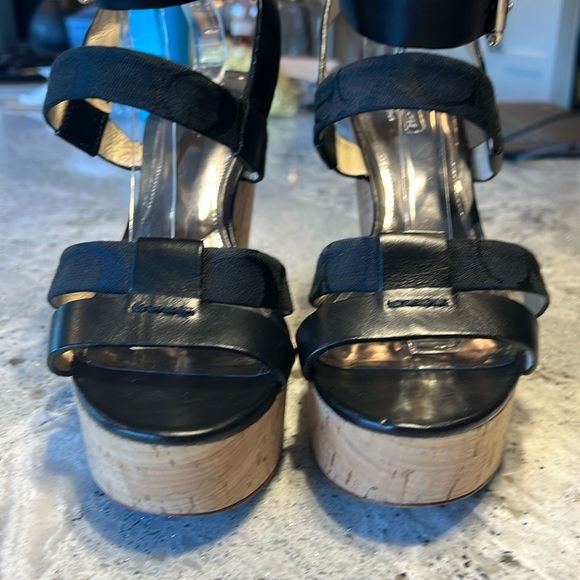 Coach COACH Charla Black Wedge Black Sandals Size 8 - Picture 9 of 13